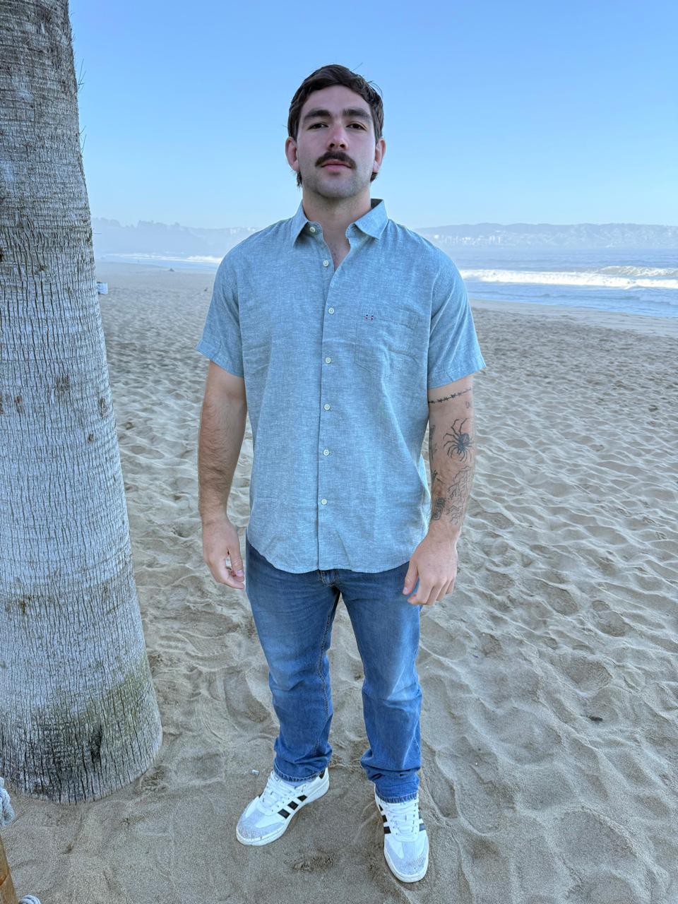 CAMISA LINO MC VERDE OSCURO