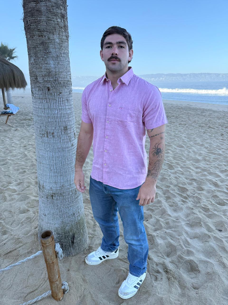 CAMISA LINO MC ROSADO