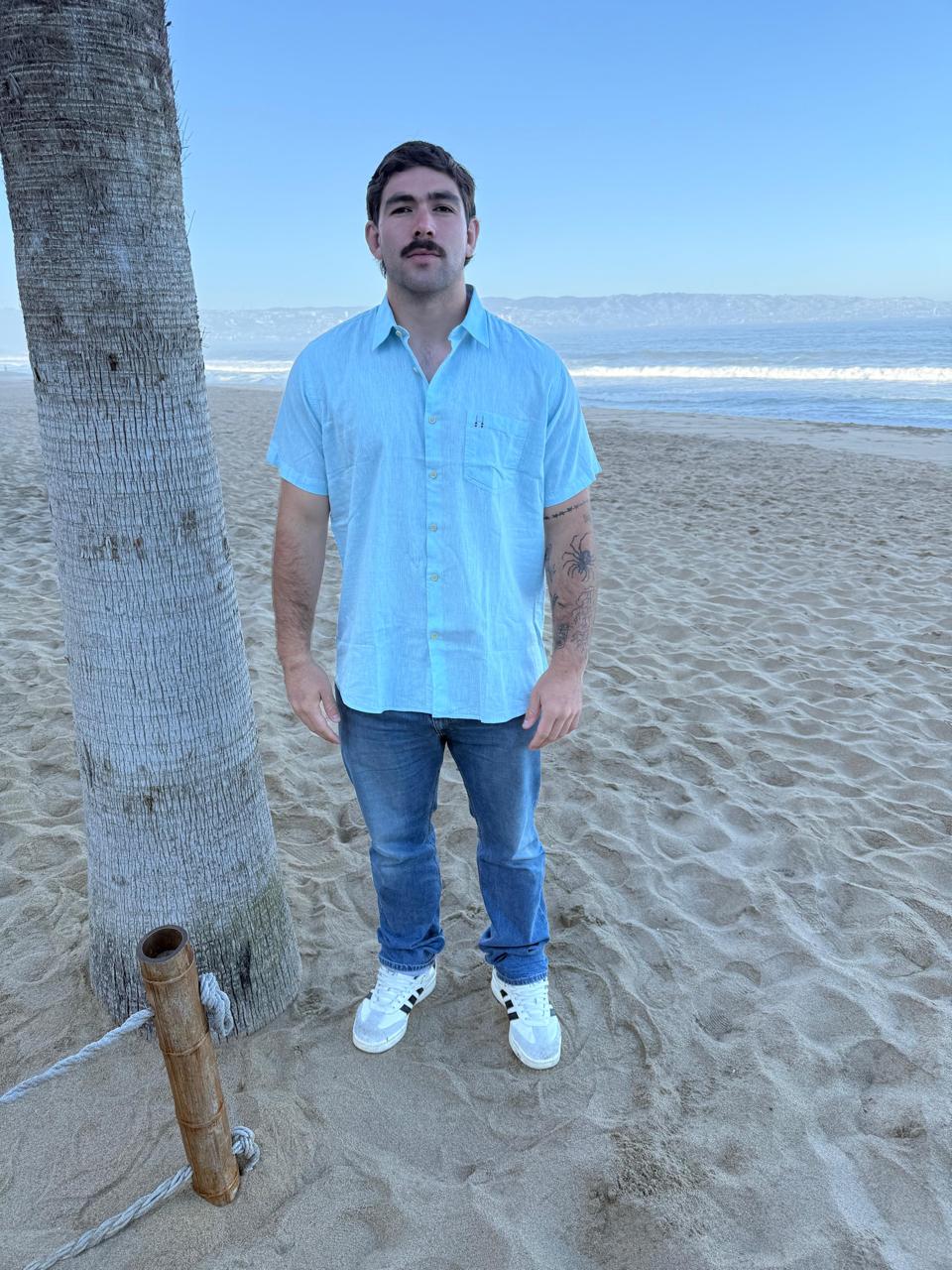 CAMISA LINO MC TURQUESA