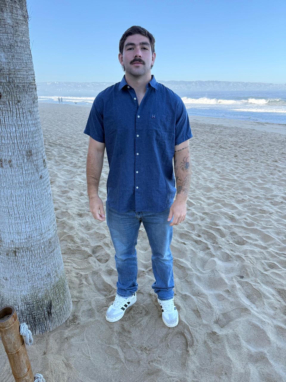 CAMISA LINO MC AZUL MARINO