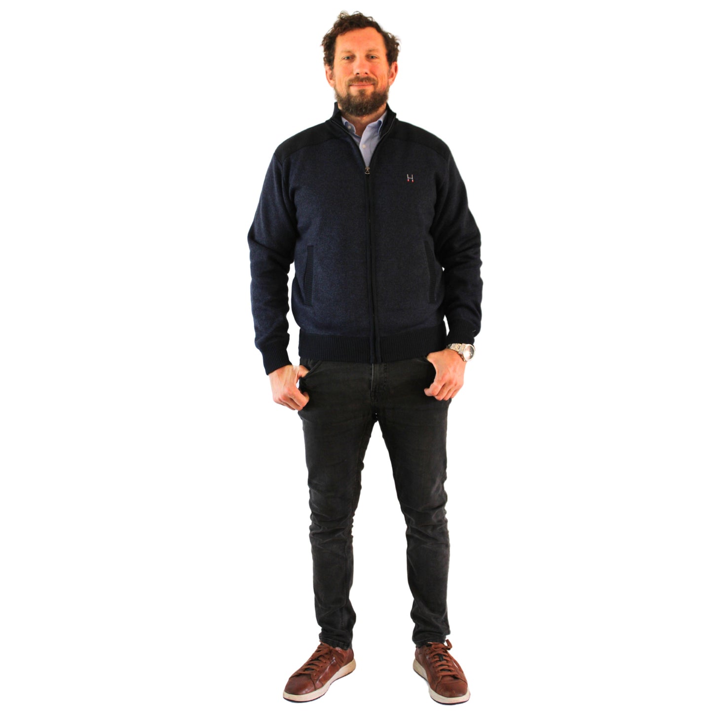 SWEATER FULL ZIPPER AZUL