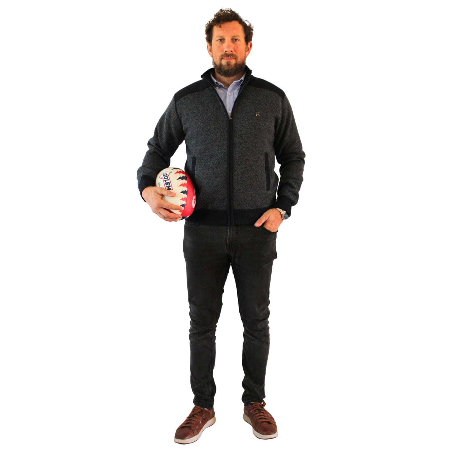SWEATER FULL ZIPPER GRIS