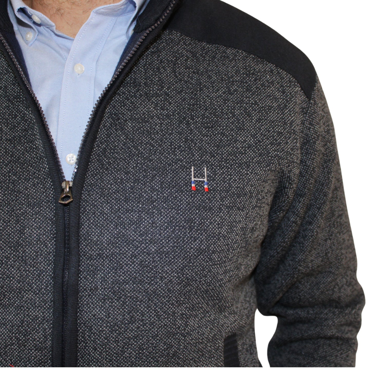 SWEATER FULL ZIPPER GRIS