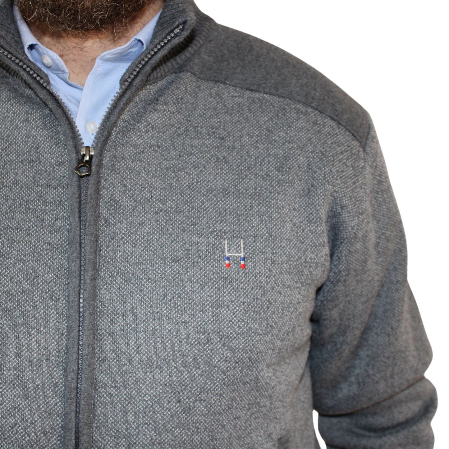 SWEATER FULL ZIPPER GRIS CLARO