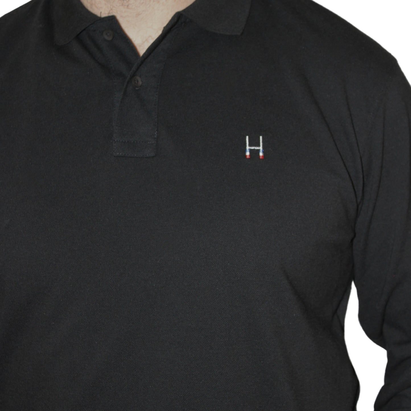POLERA PIQUE MANGA LARGA RUGBY CLASSIC BLACK