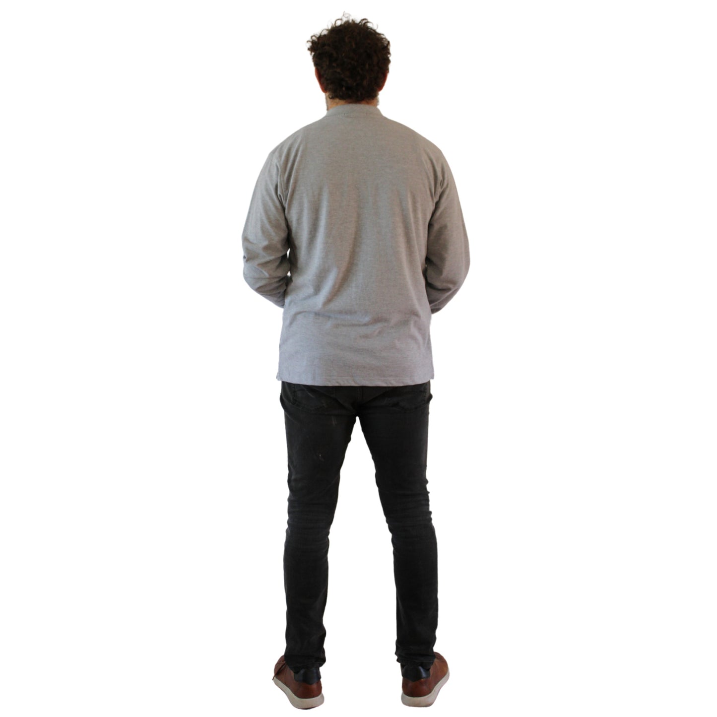 POLERA PIQUE MANGA LARGA GRIS
