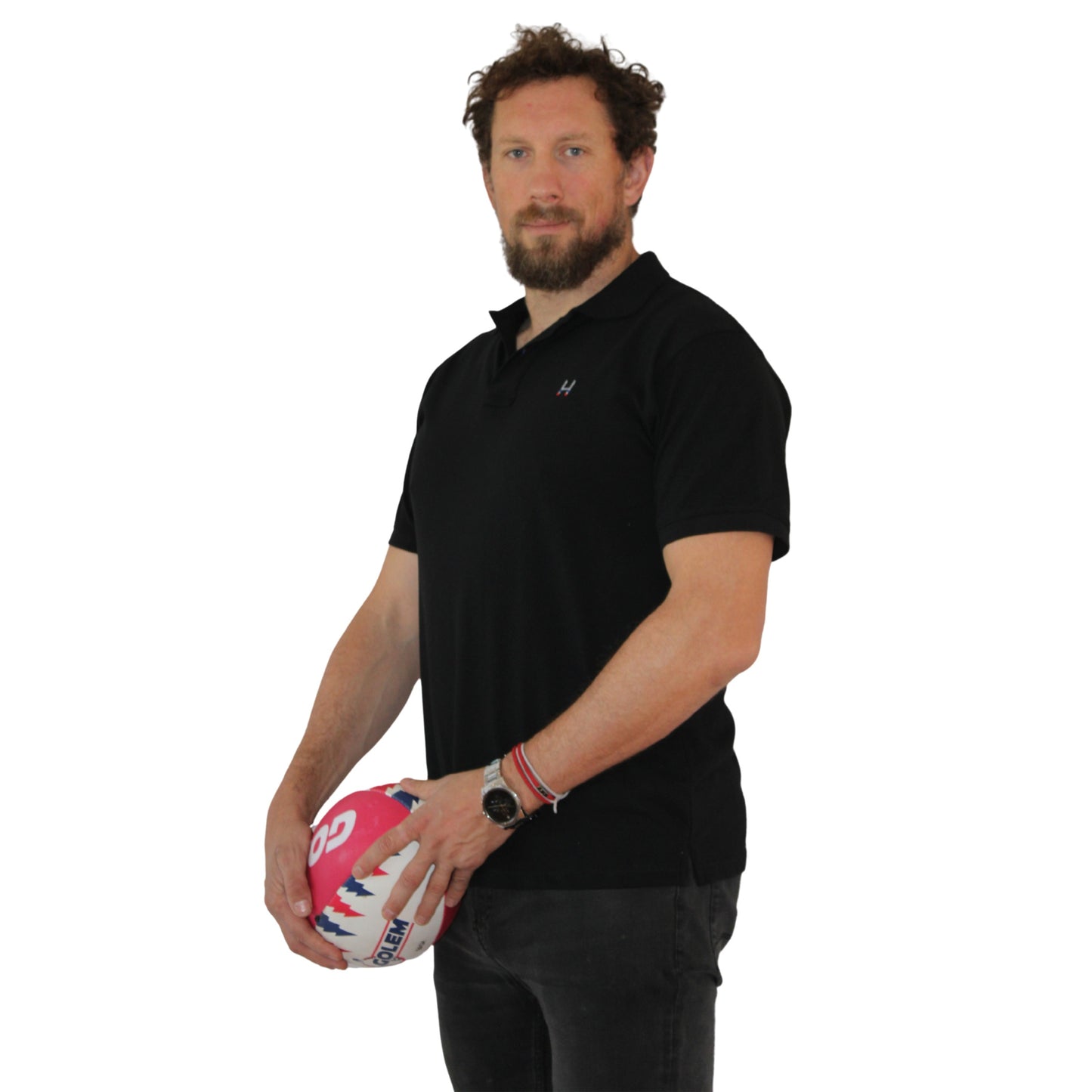 POLERA PIQUE MANGA CORTA RUGBY CLASSIC BLACK