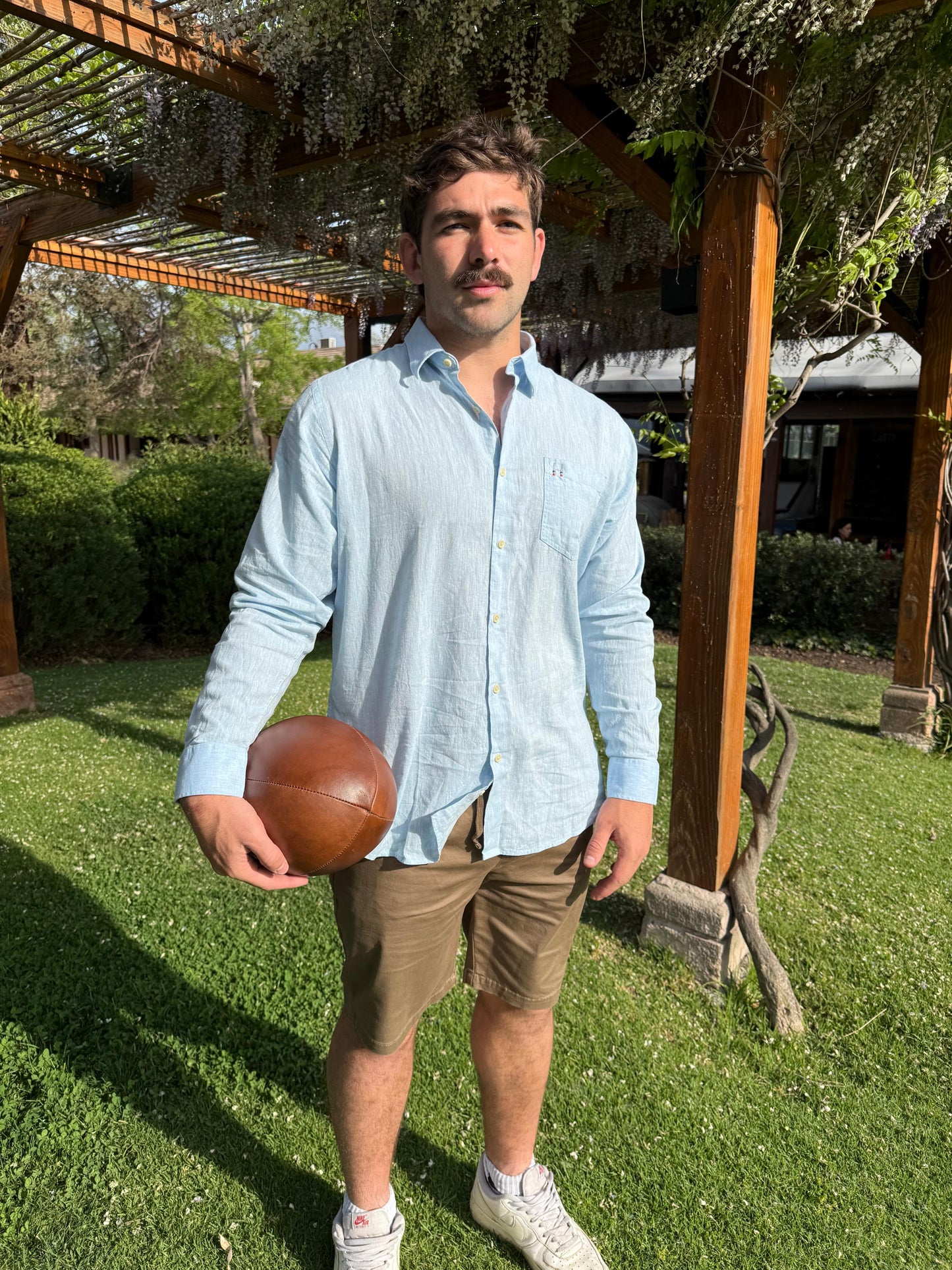 CAMISA LINO ML CELESTE
