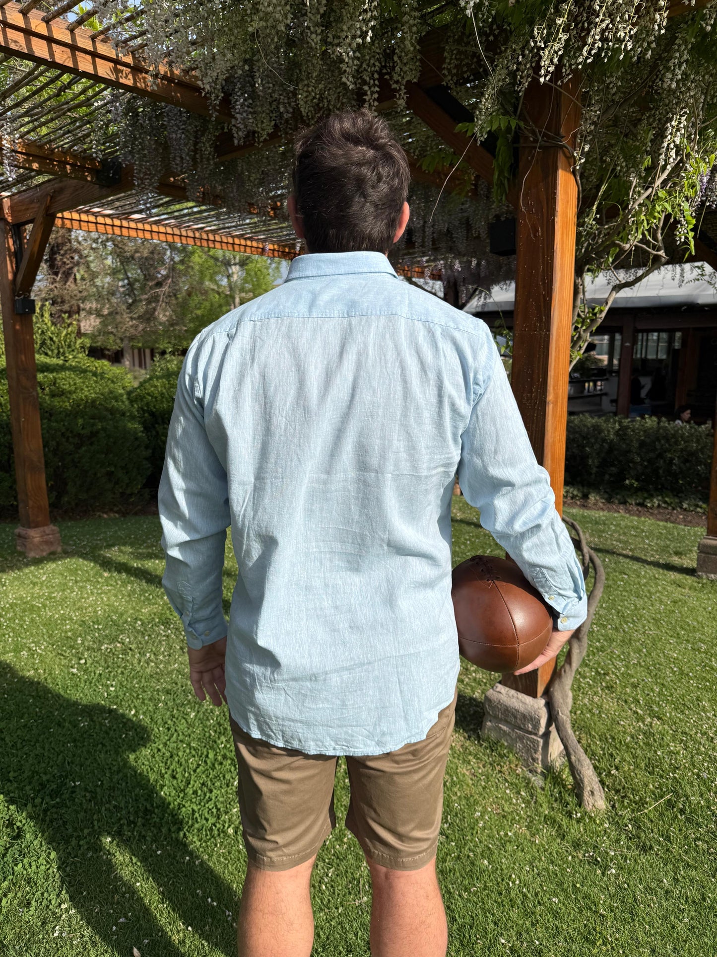 CAMISA LINO ML CELESTE