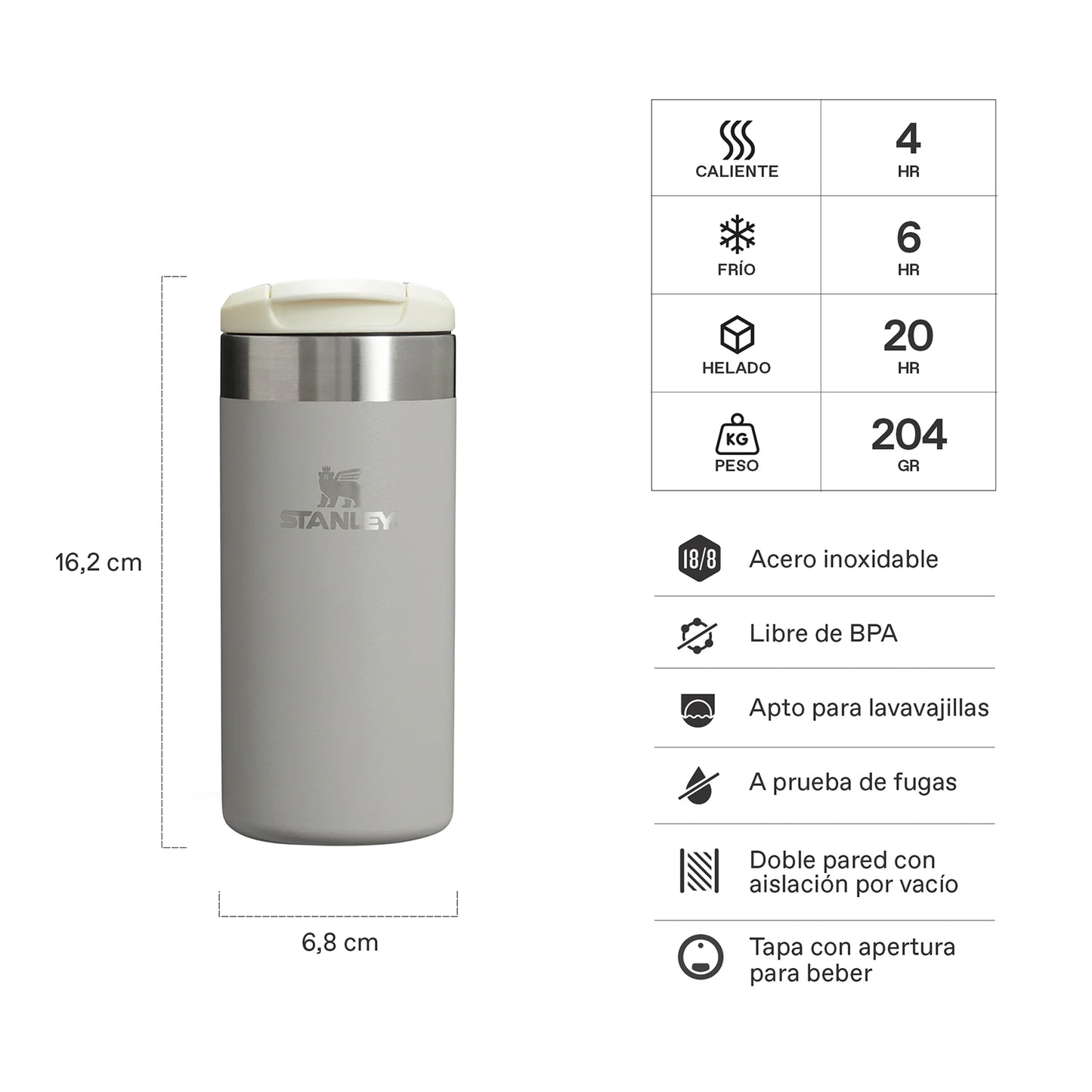 BOTELLA TÉRMICA STANLEY AEROLIGHT ASH 354 ML