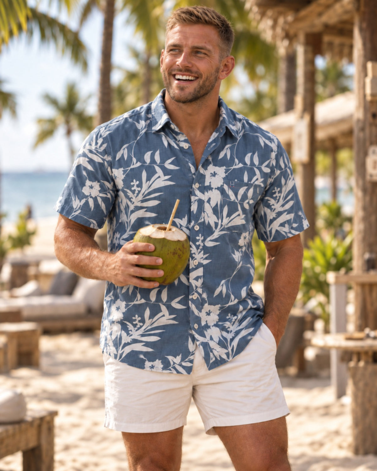 CAMISA GUAYABERA MC AZUL