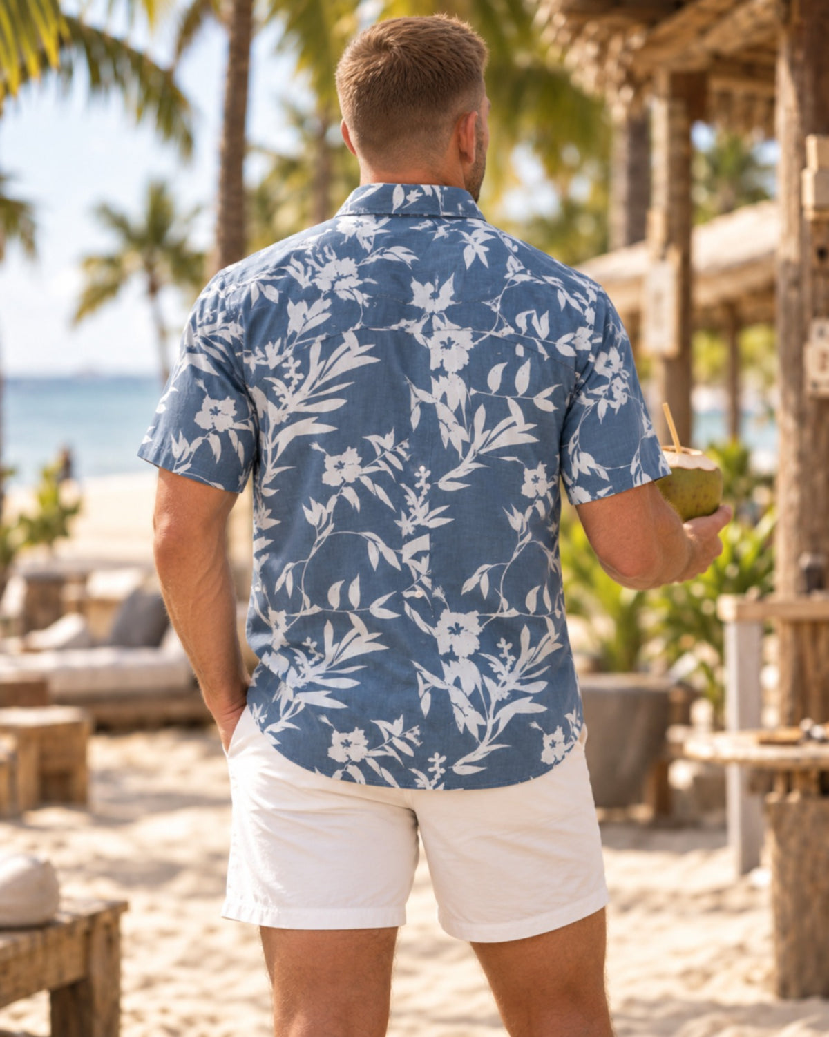CAMISA GUAYABERA MC AZUL