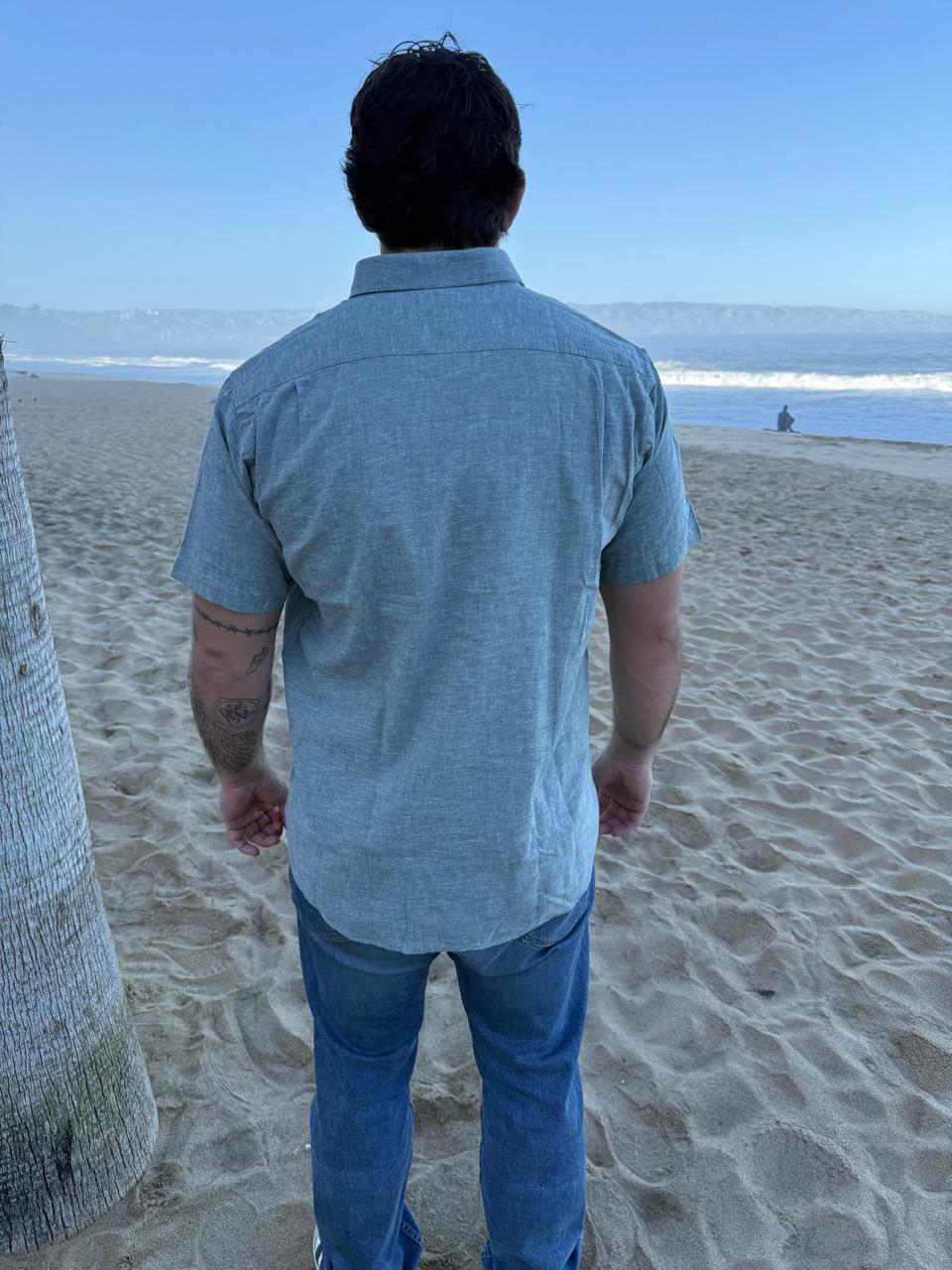 CAMISA LINO MC VERDE OSCURO