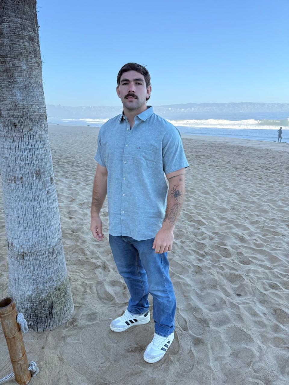 CAMISA LINO MC VERDE OSCURO