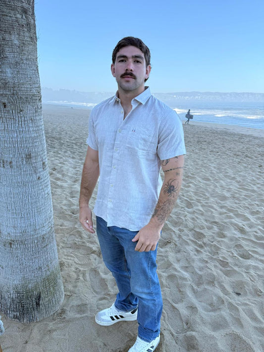 CAMISA LINO MC BEIGE