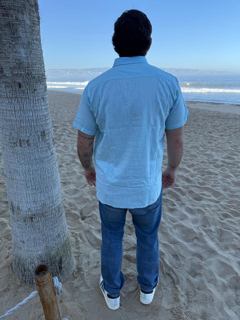 CAMISA LINO MC TURQUESA