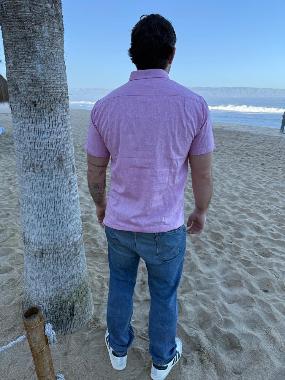 CAMISA LINO MC ROSADO