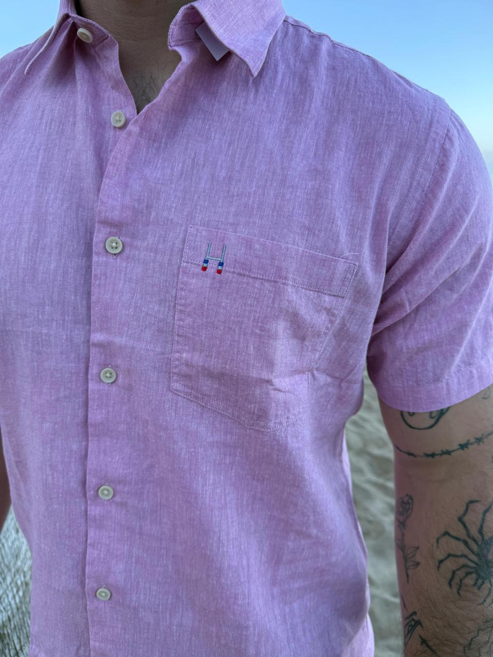 CAMISA LINO MC ROSADO