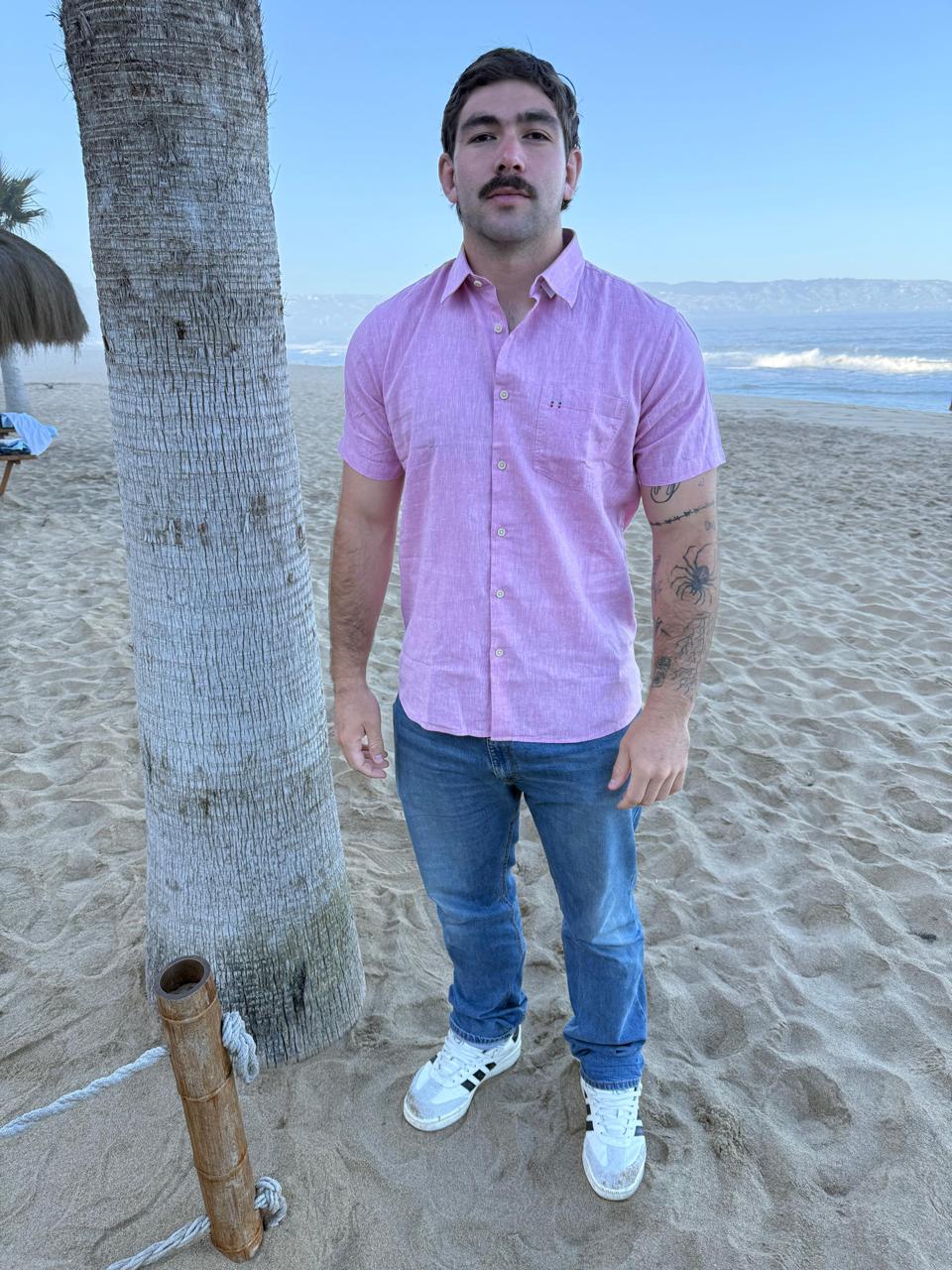 CAMISA LINO MC ROSADO