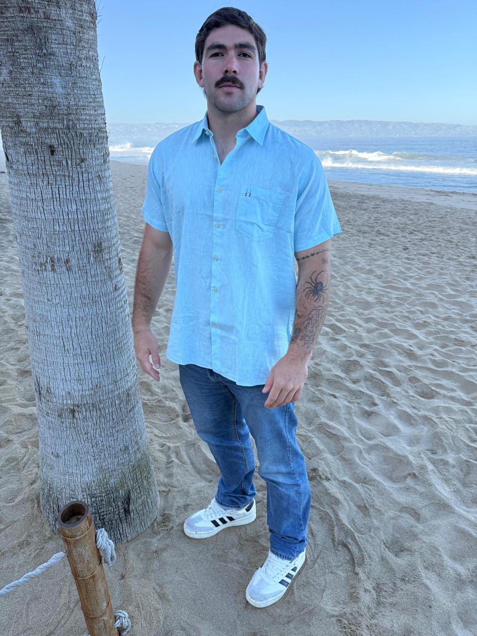 CAMISA LINO MC TURQUESA