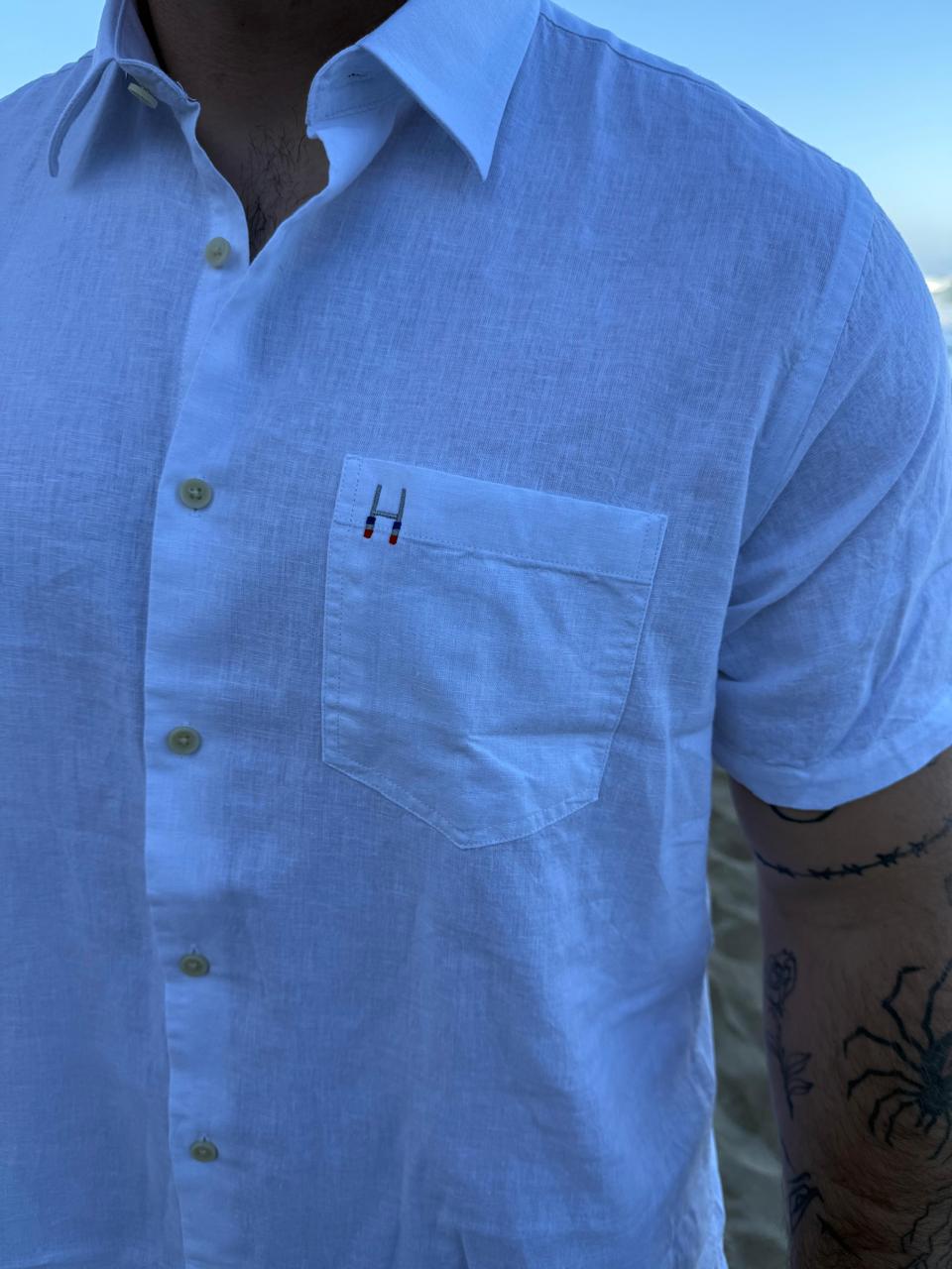 CAMISA LINO MC BLANCO