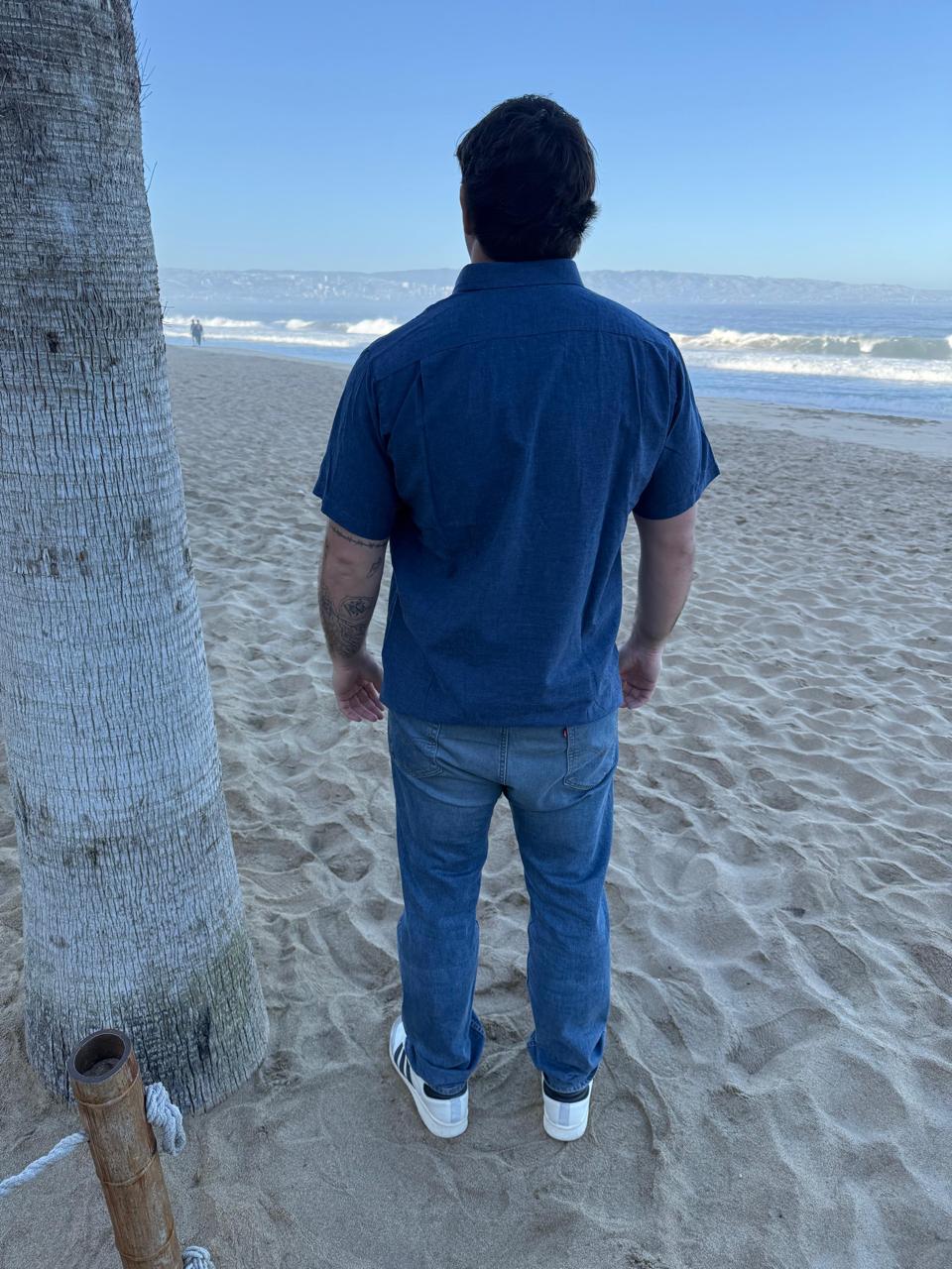 CAMISA LINO MC AZUL MARINO