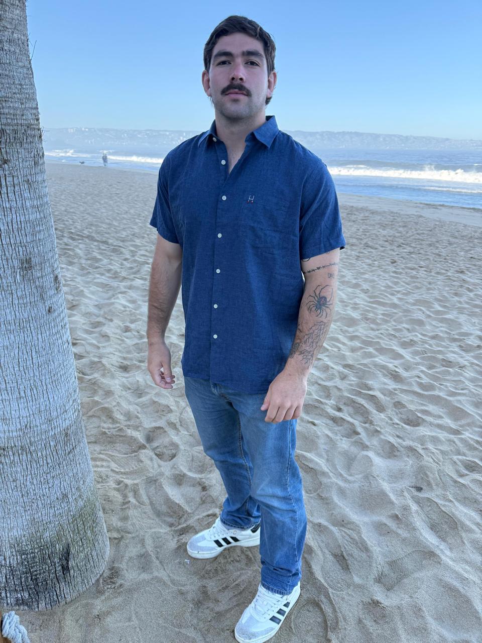 CAMISA LINO MC AZUL MARINO