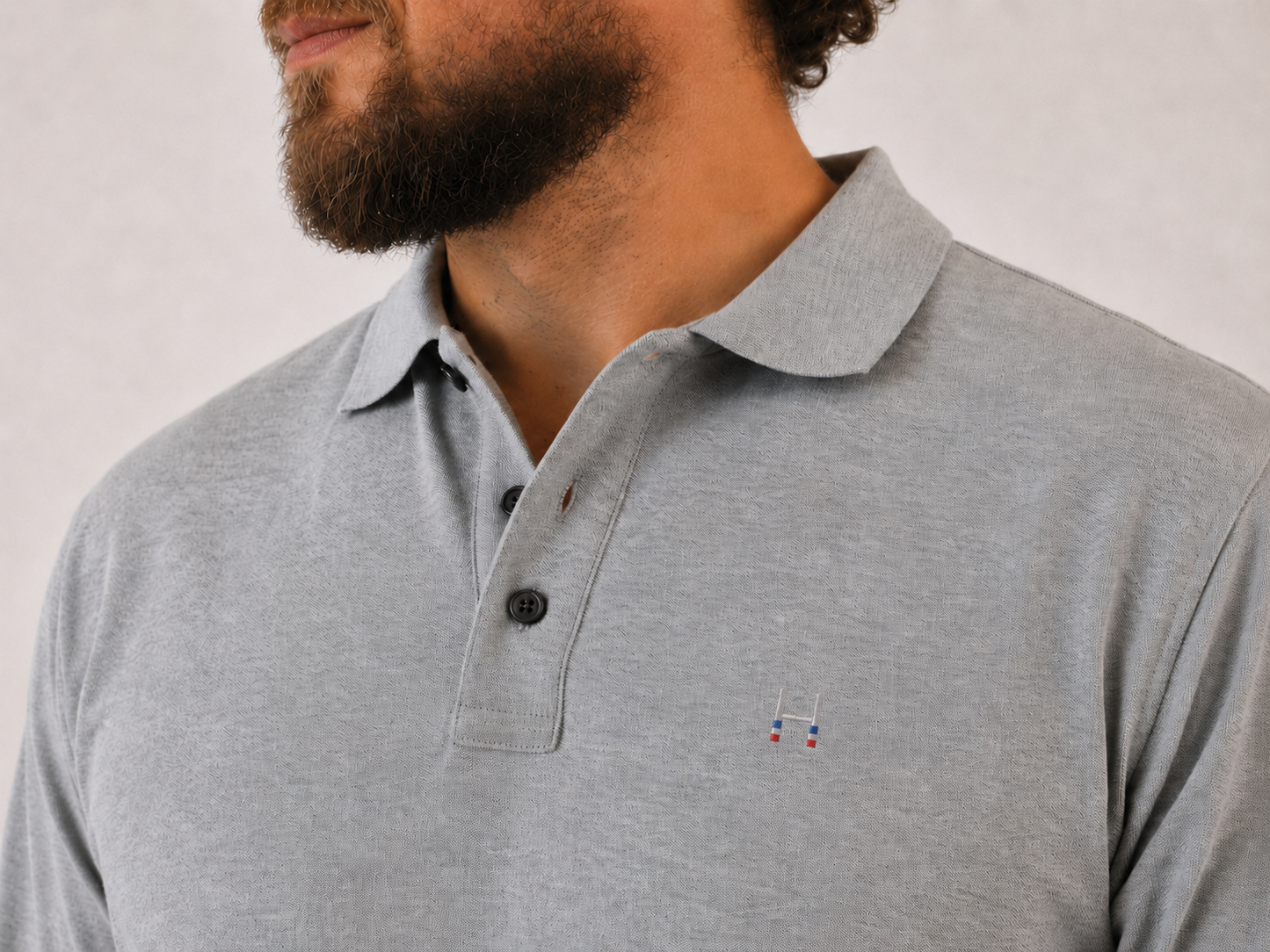 POLERA PIQUE MANGA LARGA RUGBY CLASSIC GRIS