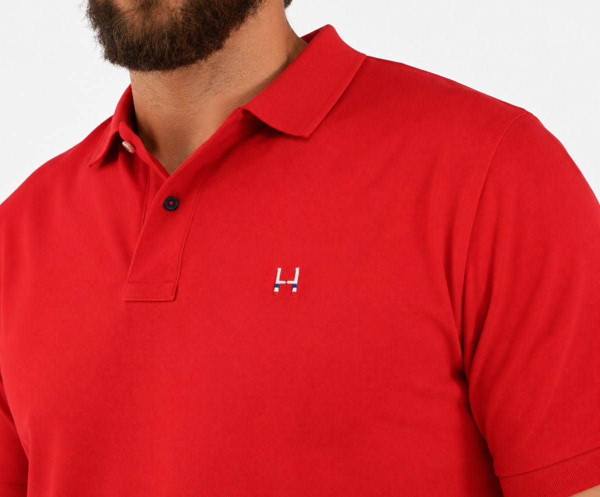 POLERA PIQUE MANGA CORTA RUGBY CLASSIC ROJO
