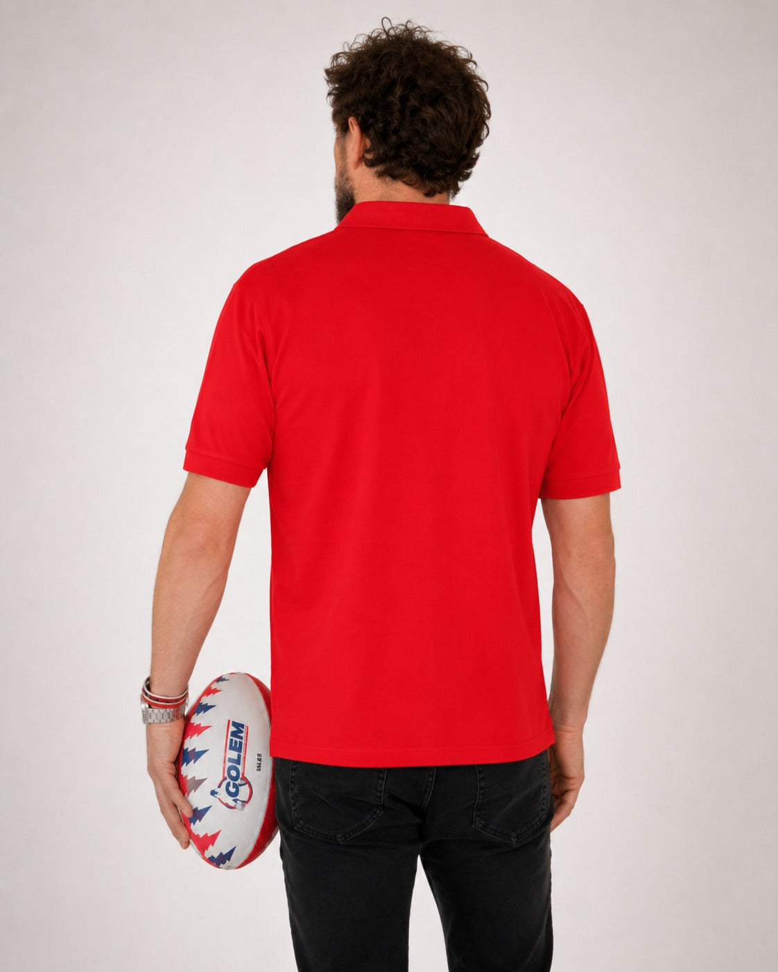 POLERA PIQUE MANGA CORTA RUGBY CLASSIC ROJO