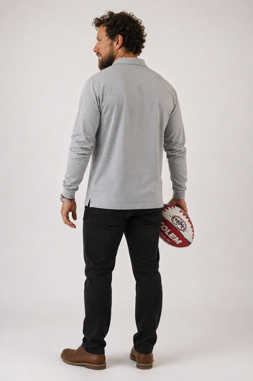 POLERA PIQUE MANGA LARGA RUGBY CLASSIC GRIS