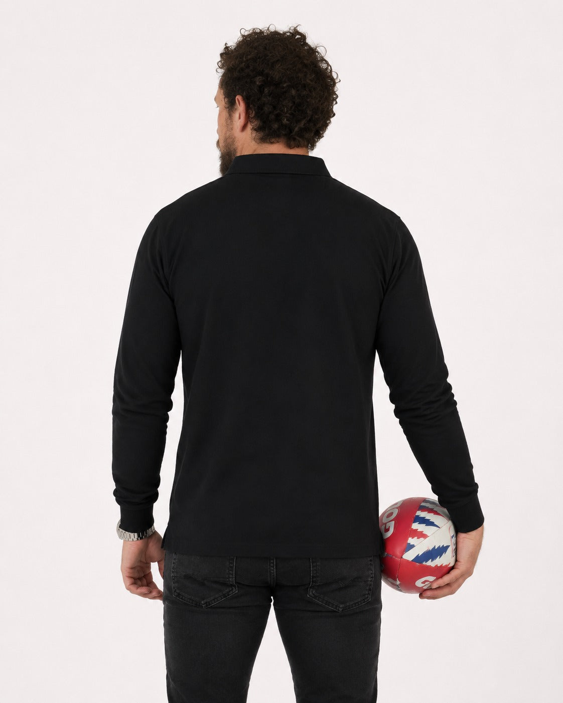 POLERA PIQUE MANGA LARGA RUGBY CLASSIC BLACK