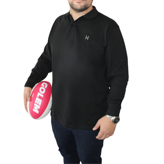 Polera Pique Manga Larga Negro